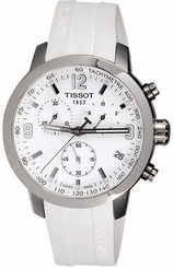 Tissot PRC 200 Chronograph White Dial White Rubber Mens Watch T0554171701700