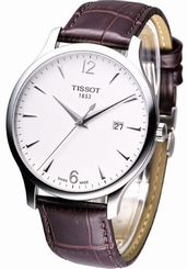 Tissot T0636101603700 Tradition Silver Dial Date Swiss Men's Brown Leather Watch