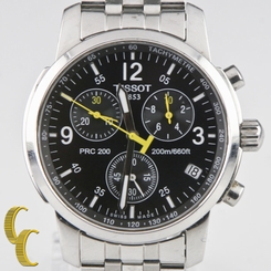 Tissot Men's Stainless Steel PRC 200 Chronograph Quartz Watch w/ Black Dial T461