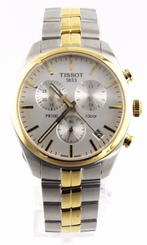 TISSOT PR 100 T101.417.22.031.00 SWISS CHRONOGRAPH TWO TONE MENS SILVER WATCH