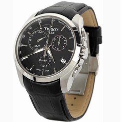 Tissot T0354391605100 T-Trend Couturier Chronograph GMT Men Black Leather Watch