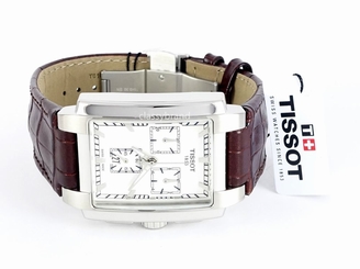 Tissot T0617171603100 TXL Quartz Chrono, Silver Dial Brown Strap Men's Watch NEW