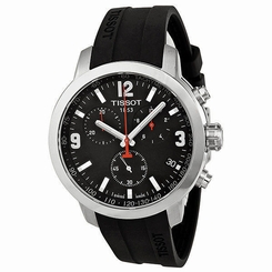 New Tissot PRC 200 Chronograph Black Dial Rubber Men's Watch T0554171705700