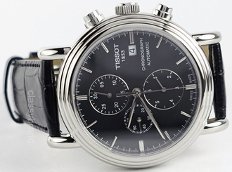 Tissot T0684271605100 Men's Carson Automatic Black Dial Leather Strap Watch -NEW