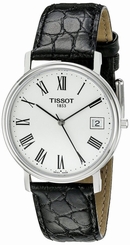 Tissot T-Classic Desire White Dial Black Leather Men's Watch T52142113 New Orig 758499188210