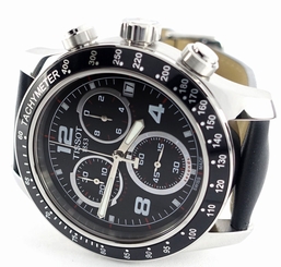 Men's Tissot T0394171605702 Black Dial Black Strap V8 Quartz Chronograph Watch