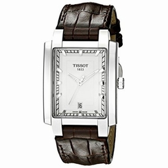 Tissot T0615101603100 Mens Silver Dial Quartz Watch with Leather Strap