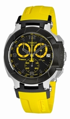 Tissot Men's T0484172705703 Chronograph Yellow Strap Black Dial T-Race Watch