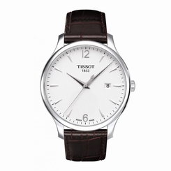 Tissot Men's Tradition Brown Leather Band with White Dial Watch T063.610.16.037