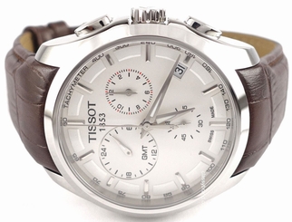 Tissot T0354391603100 Brown Leather Strap Courtier GMT Men's Swiss Watch - NEW