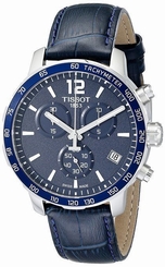Tissot Quickster Chronograph Blue Leather Men's Watch T0954171604700 New in Box 7611608266830