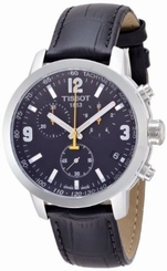 Tissot T0554171605700 T-Sport PRC 200 Leather Men's Black Dial Chronograph Watch 7611608258439