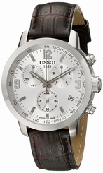 Tissot T0554171603700 T-Sport PRC 200 Chronograph Silver Dial Men Leather Watch
