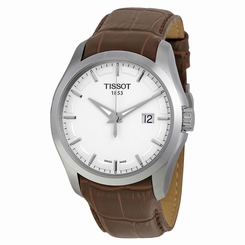 Tissot T0354101603100 Mens Silver Dial Analog Quartz Watch with Leather Strap
