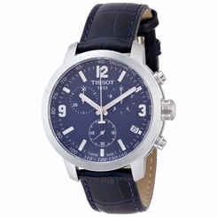 Tissot PRC 200 Blue Chronograph Leather Men's Watch T0554171604700 New in Box