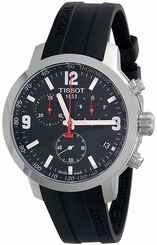 Tissot PRC 200 Chronograph Black Dial Black Rubber Mens Watch T0554171705700