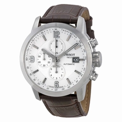 Tissot T0554271601700 Mens White Dial Analog Automatic Watch with Leather Strap