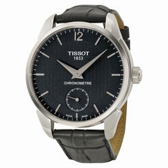 Tissot T0704061605700 Mens Black Dial Analog Mechanical Watch with Leather Strap