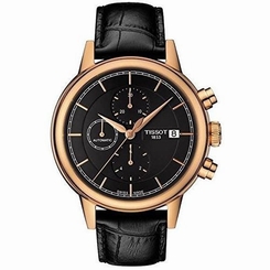Tissot Carson Automatic Chronograph Black Dial Black Leather Mens Watch T0854273