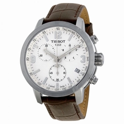 Tissot PRC 200 Chronograph White Dial Brown Leather Mens Watch T0554171601701