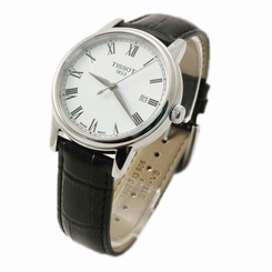 Tissot T0854101601300 T Classic Carson White Dial Men's Black Leather Watch New