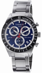 Tissot T0444172104100 T-Sport PRS 516 Blue Dial Date SS Men's Chronograph Watch