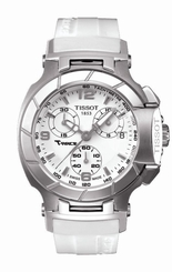 Tissot T-Race Women's Quartz Chronograph White Dial Watch with White Rubber Stra 7611608253755