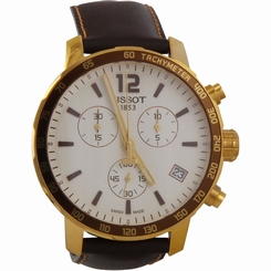 Tissot Quickster Chronograph Silver Dial Leather Mens Watch T0954173603702
