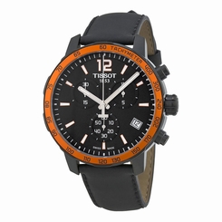 Tissot T0954173605701 Quickster Chronograph Black Dial Men's Black Leather Watch