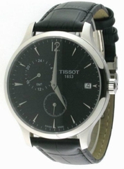 Tissot T0636391605700 Tradition GMT Date Men's Black Leather Watch New in Box