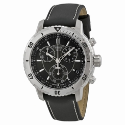 Tissot T0674171605100 Mens Black Dial Analog Quartz Watch with Leather Strap