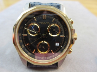Men's TISSOT P100 Two Tone Chronograph Watch PR100 NO Back Case Runs