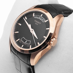 NEW TISSOT COUTURIER 25 JEWEL AUTOMATIC ROSE GOLD SAPPHIRE T035.407.36.051.00
