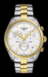 Tissot PR 100 Chronograph Gent Silver / Gold Stainless Steel Analog Quartz Men'