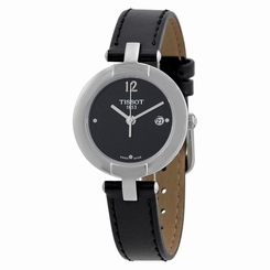 Tissot T0842101605700 Womens Black Dial Analog Quartz Watch with Leather Strap