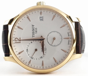 Tissot T0636393603700 Rose Plated Case Tradition GMT Silver Dial Men's Watch 758499240253