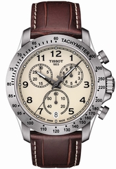 Tisoot Tissot V8 T106.417.16.262.00 Ivory / Brown Leather Analog Quartz Men's