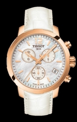 Tissot Quickster Chronograph White Leather Pearl Dial Quartz Analog Women's Wat