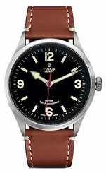 New Tudor Heritage 41mm Steel/Leather Black Dial Men's Watch 79910-0003