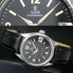 TUDOR OysterDate Winding Black Radium Dial Steel Unisex Vintage Watch Ref# 7961