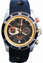 Tudor 20551N-LTHR / BLK IND Grantour Chrono Flyback Men Leather Watch New
