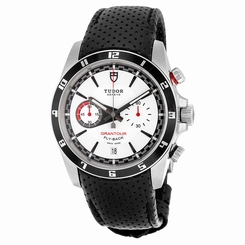 Tudor Grantour White Dial Black Leather Mens Watch 20550N-WMCPL