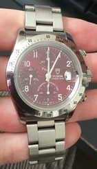 Tudor Tiger Chronograph 79280 40MM Saphire crystal Maroon Arabic Dial Oyster