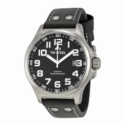 TW Steel Men's 45mm Pilot Quartz Black Dial Black Strap Watch TW408
