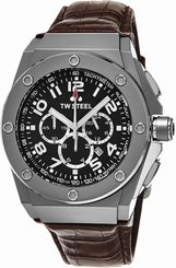 TW Steel CEO Tech 44 MM Black Dial Chronograph Brown Leather Unisex Watch CE4013