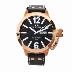 TW Steel Men's CE1022 CEO Canteen 50mm Black Leather Black Dial Watch