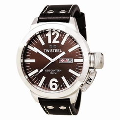 TW Steel Men's CEO Canteen 50mm Brown Dial Brown Leather Watch CE1010 8718215080916
