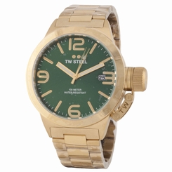 NEW TW Steel Canteen Bracelet CB221 Gold Tone Green Dial Automatic Watch