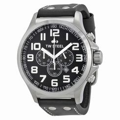 TW Steel TW413 Men's 48mm Black Dial Chronograph Black Strap Watch