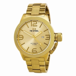 TW Steel Men's CB106 Canteen Automatic 50mm Gold-Tone Gold Dial 10 ATM Watch